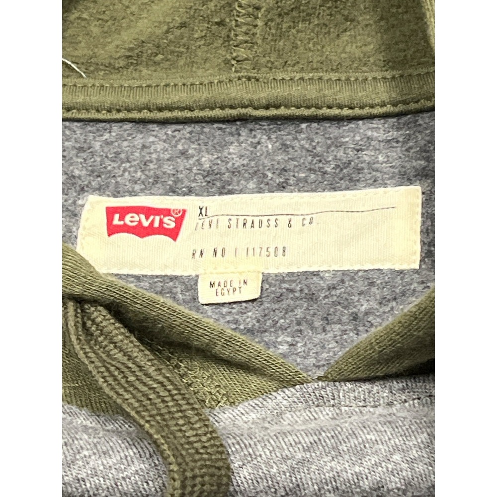 Levis Mens Raglan Hoodie Sweatshirt Green Gray Graphic Print Size XL - Picture 5 of 6